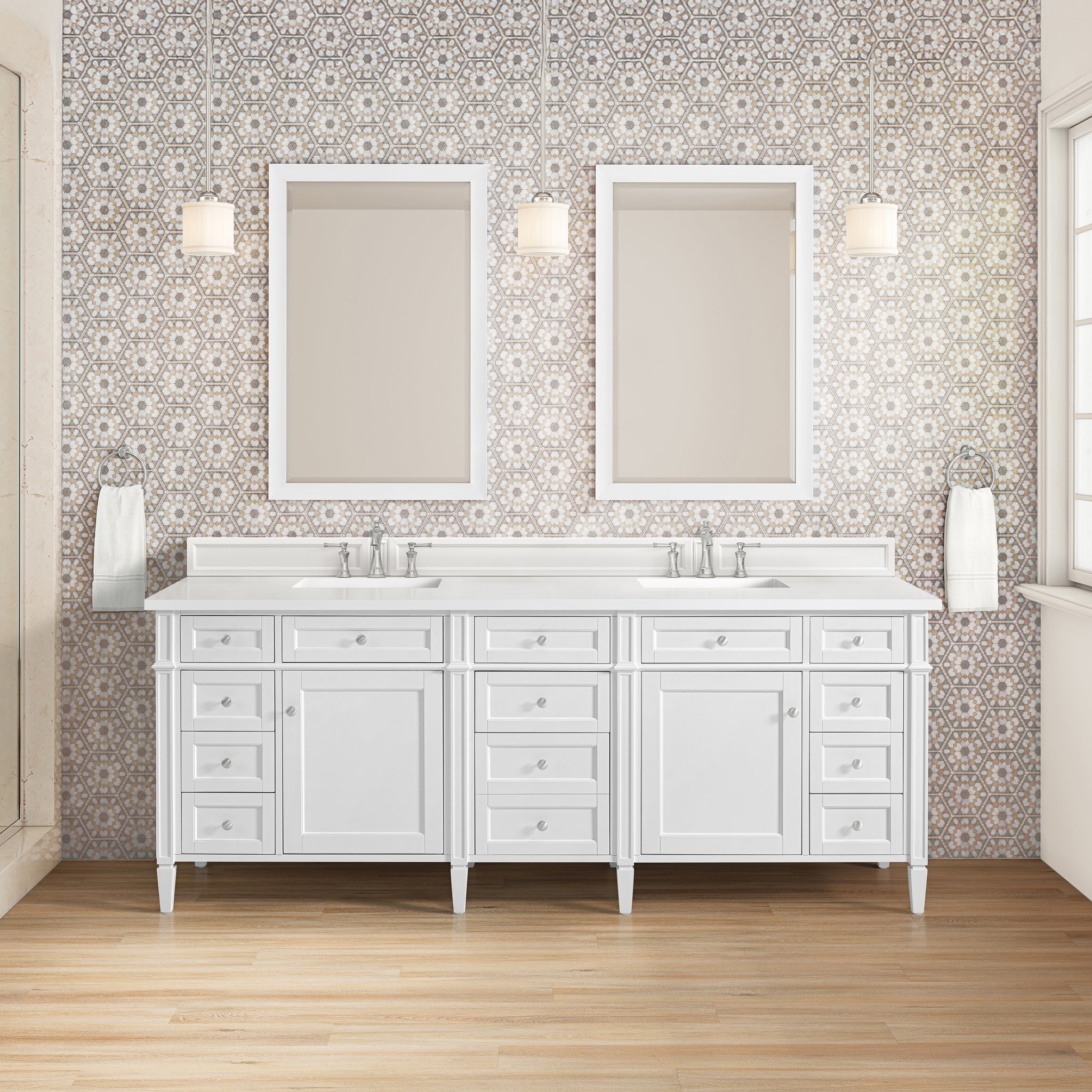 James Martin Brittany 84" Double Bathroom Vanity, Bright White, view 15