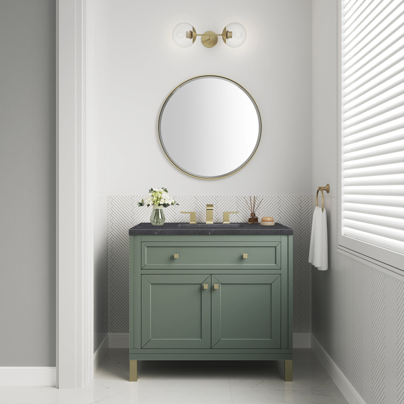 James Martin Chicago 36" Single Bathroom Vanity, Smokey Celadon, view 28
