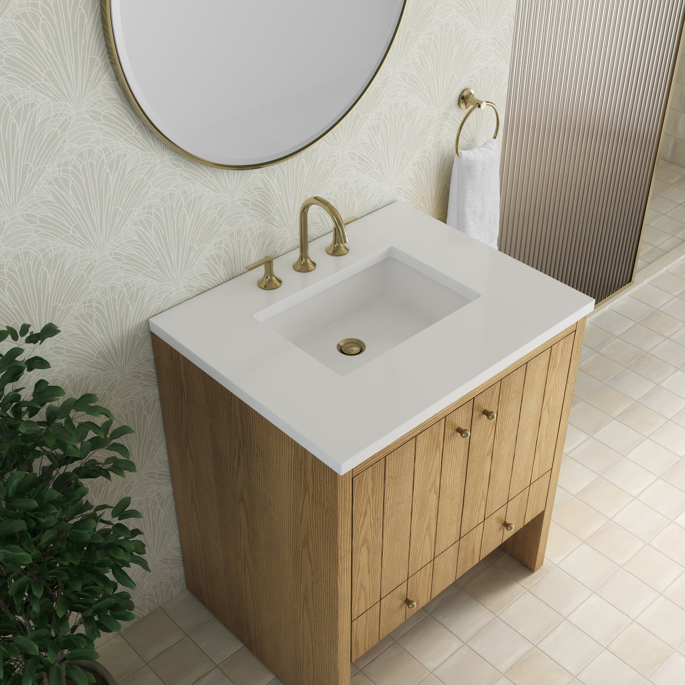 James Martin Hudson 30" Single Bathroom Vanity, Light Natural Oak, view 40
