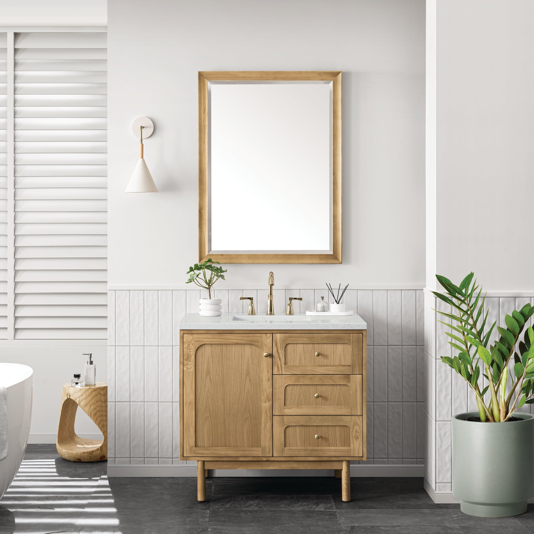 James Martin Laurent 36" Dual Mount Single Bathroom Vanity, Light Natural Oak, view 27