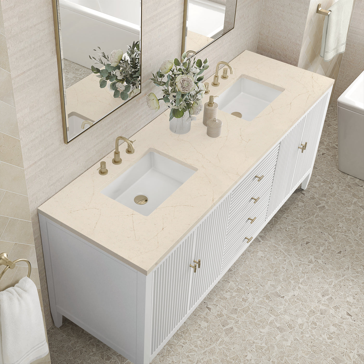 James Martin Myrrin 72" Double Bathroom Vanity, Bright White, view 24