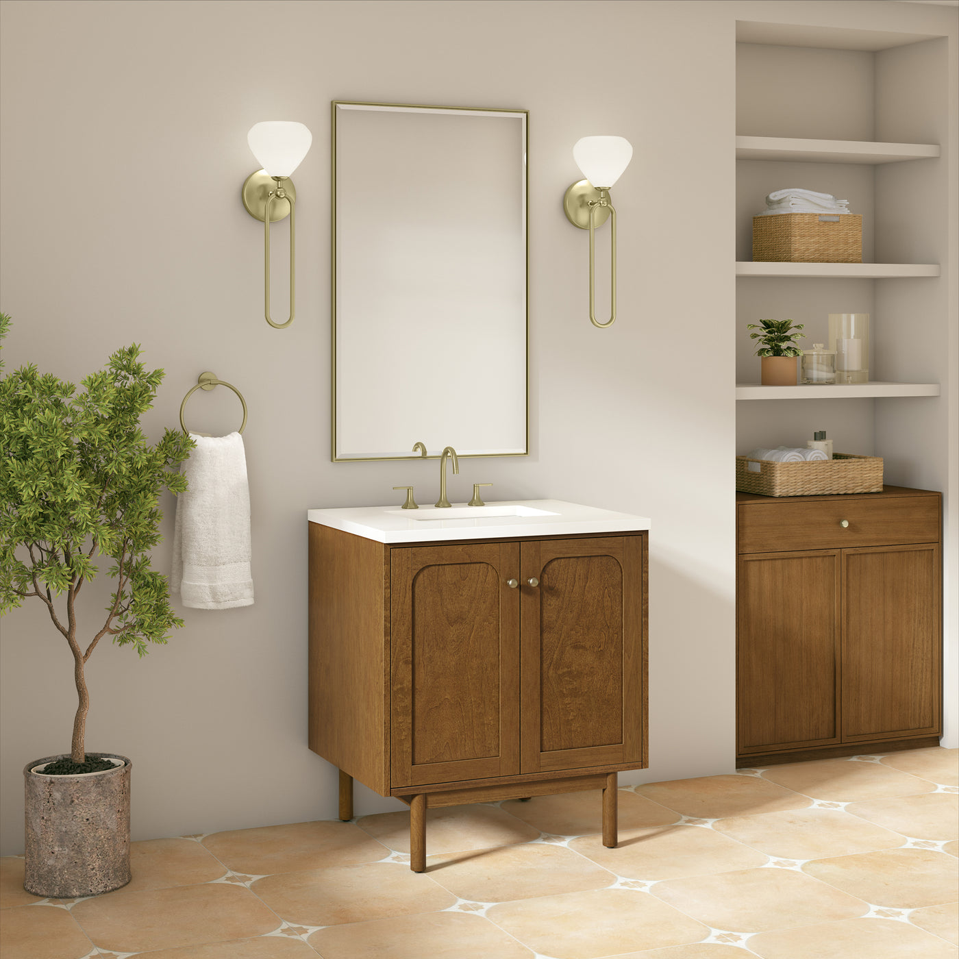 James Martin Laurent 30" Dual Mount Single Bathroom Vanity, Honey Oak, view 39