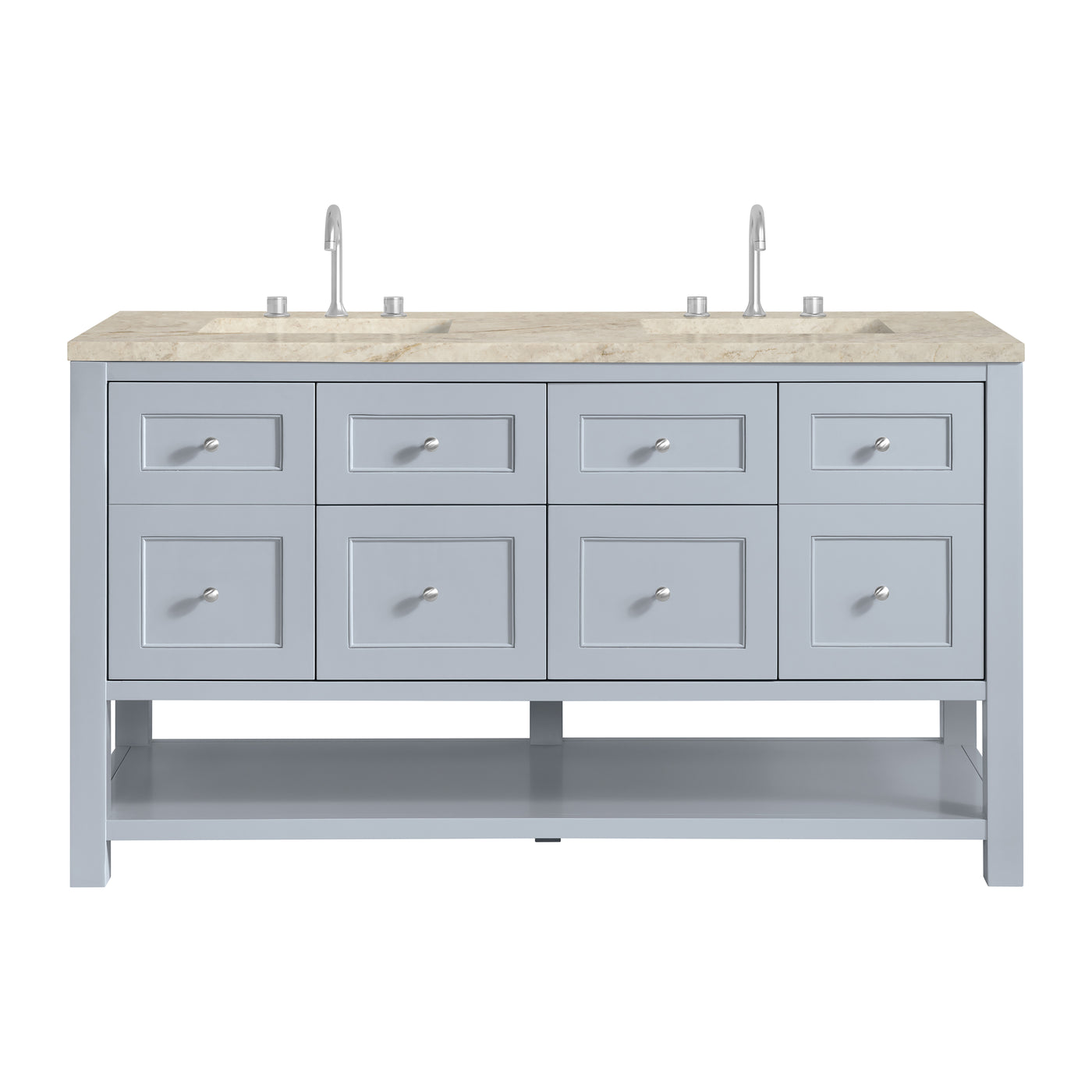 James Martin Breckenridge 60" Double Bathroom Vanity, Serenity Blue with Tajnar countertop