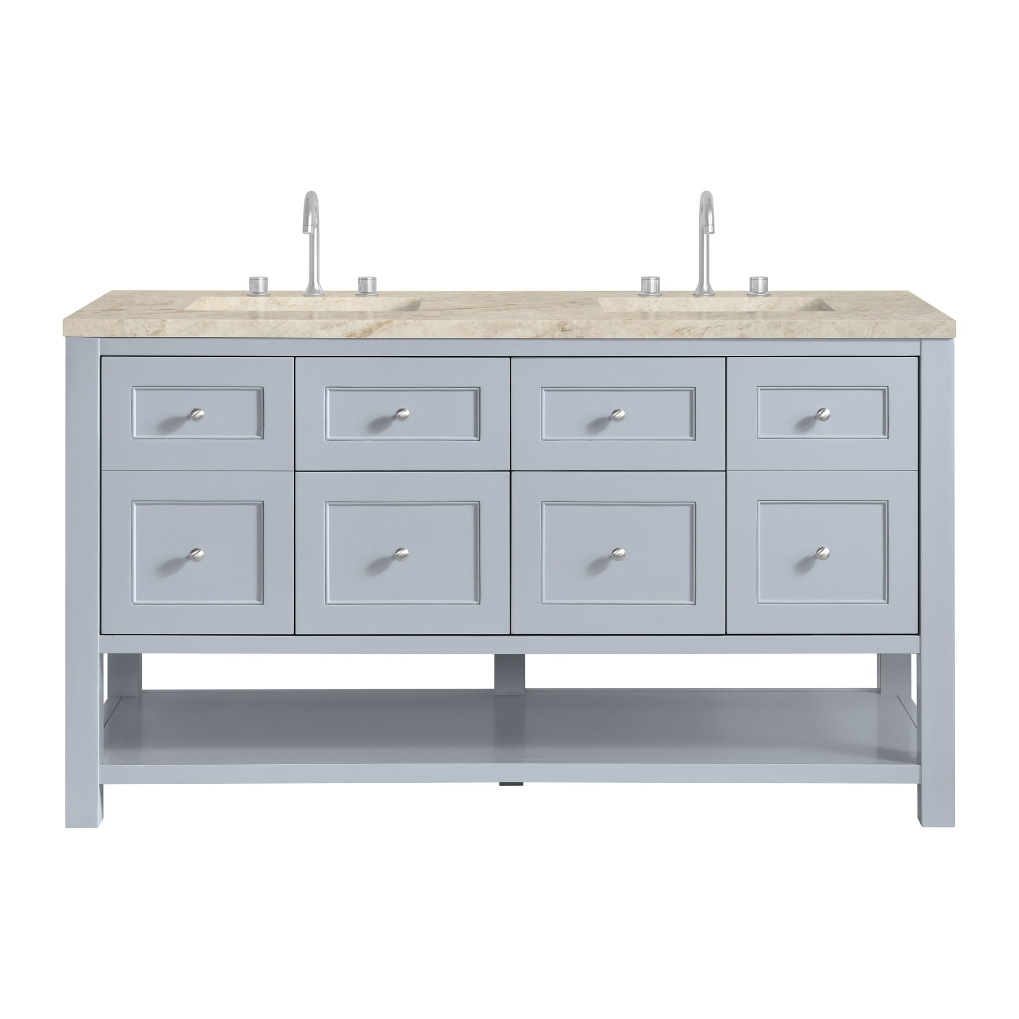 James Martin Breckenridge 60" Double Bathroom Vanity, Serenity Blue with Tajnar countertop
