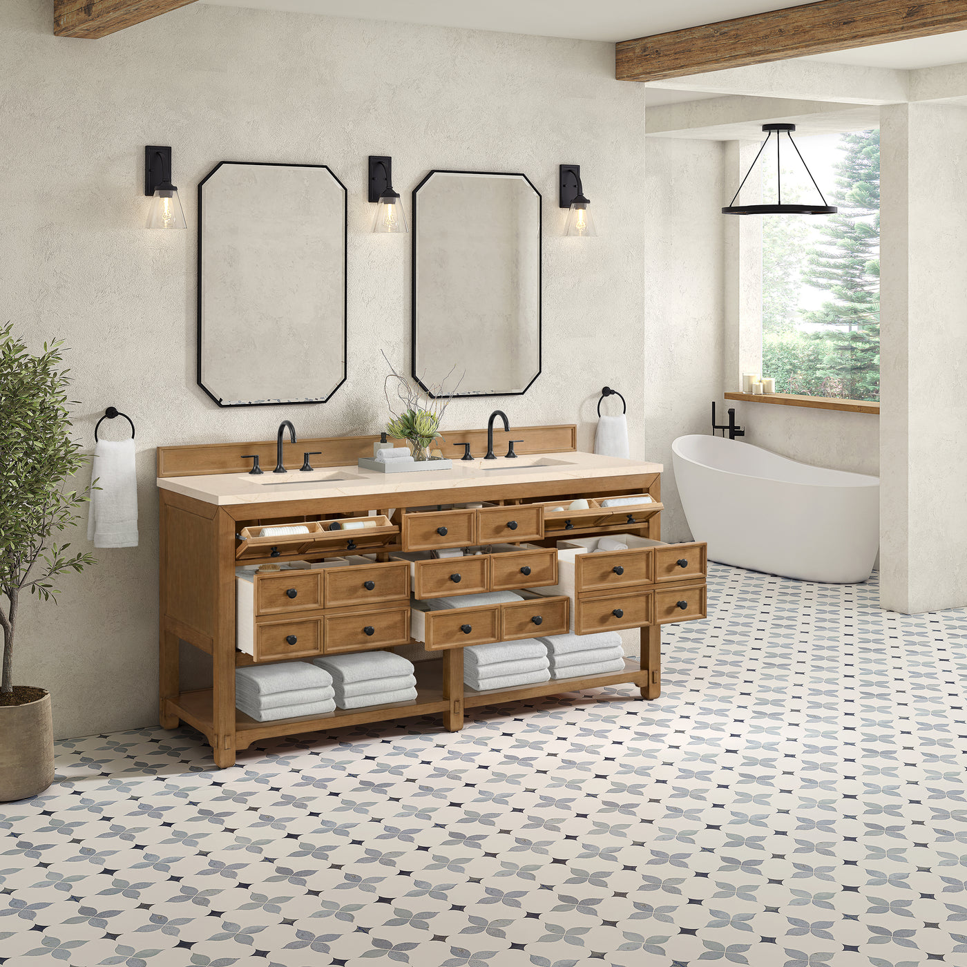 James Martin Malibu 72" Double Bathroom Vanity, Amber Birch, view 29