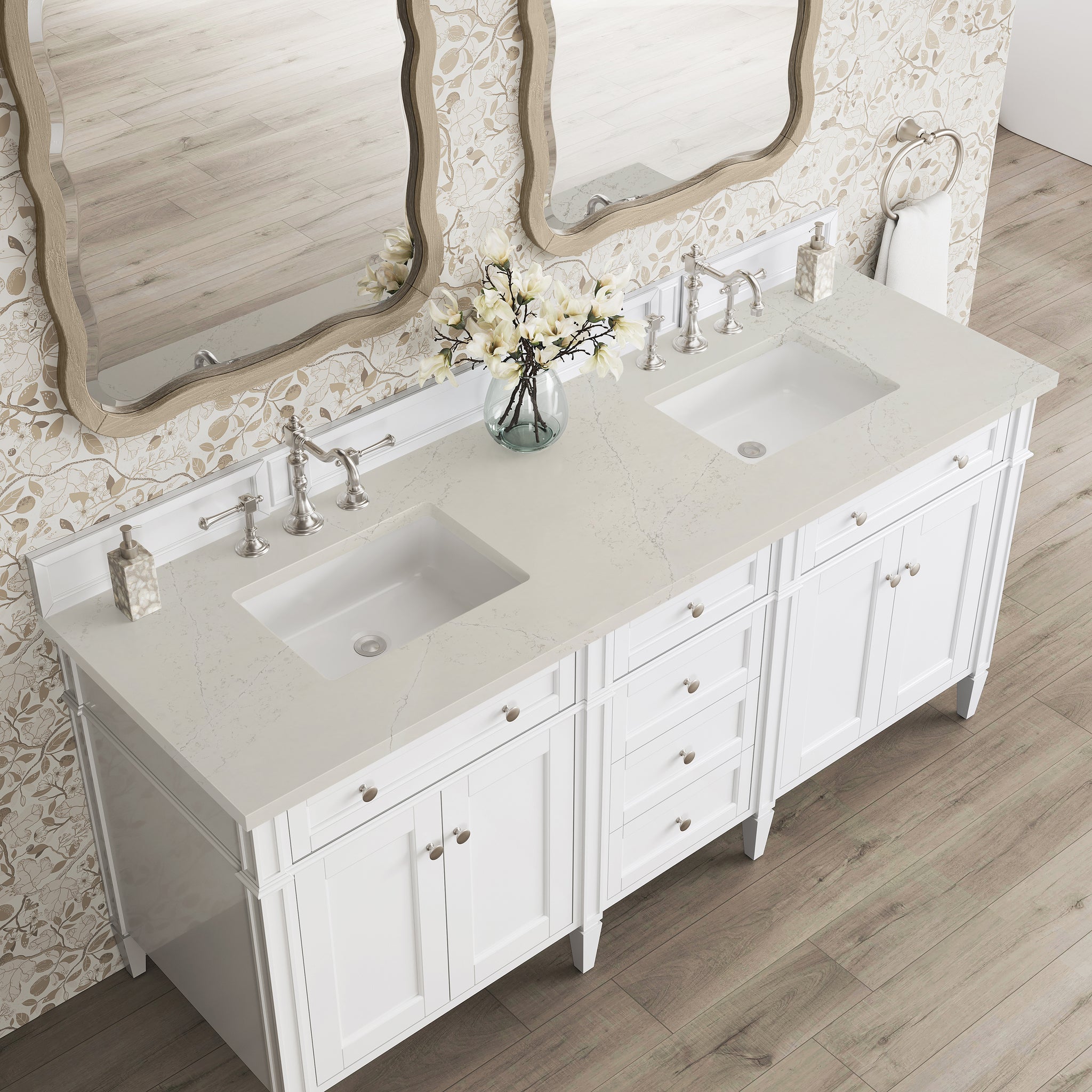James Martin Brittany 72" Double Bathroom Vanity, Bright White, view 40