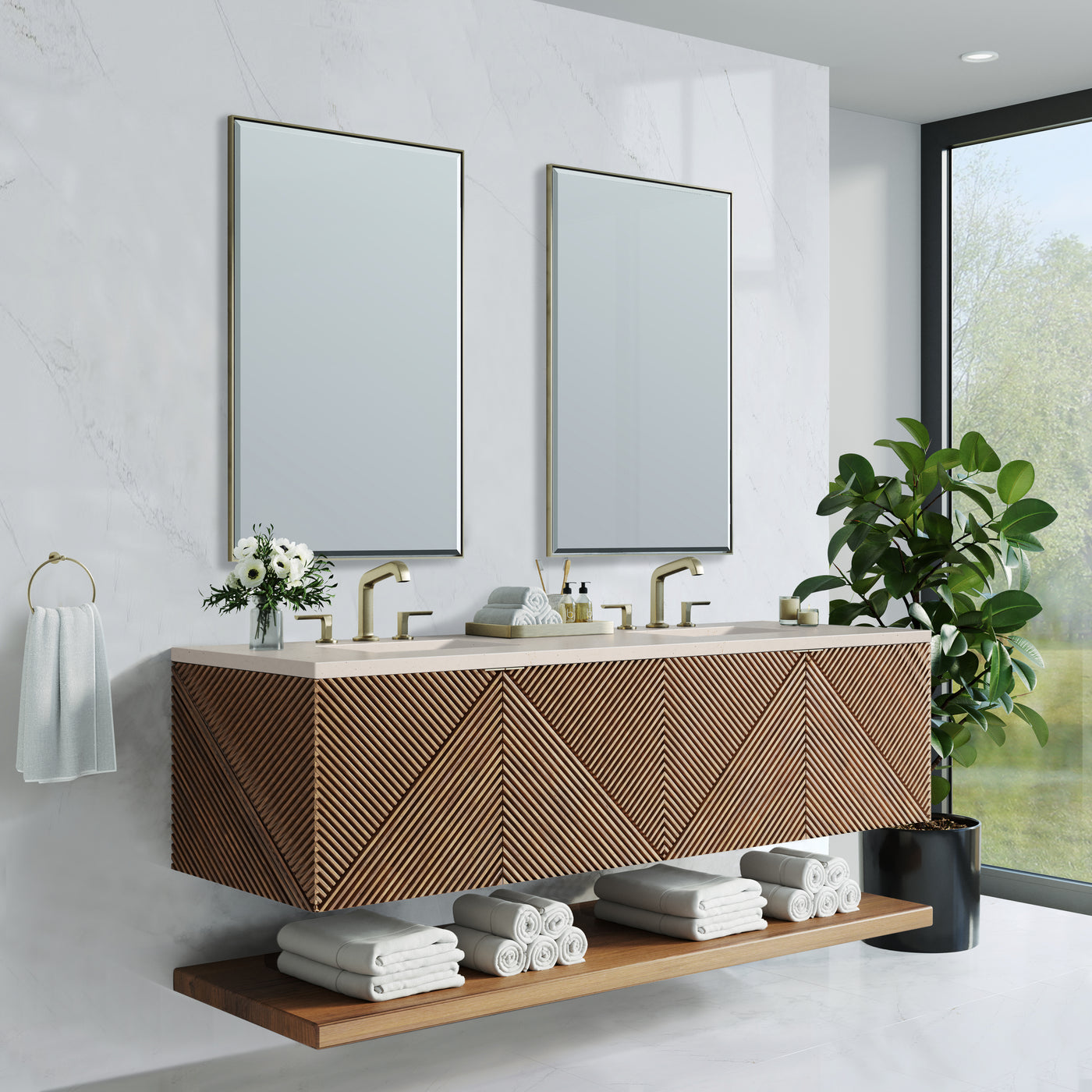 James Martin Marcello 72" Floating Double Bathroom Vanity, Chestnut, view 26