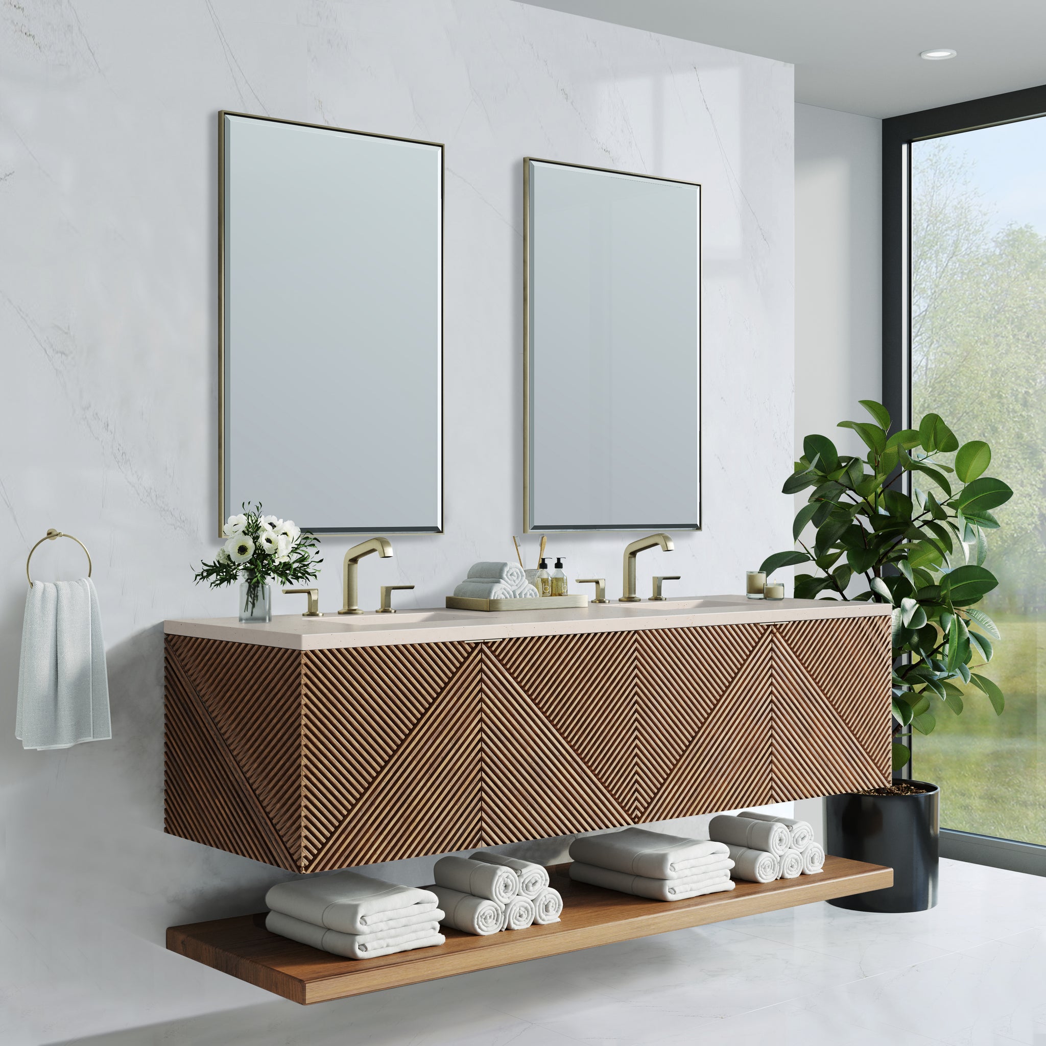 James Martin Marcello 72" Floating Double Bathroom Vanity, Chestnut, view 26