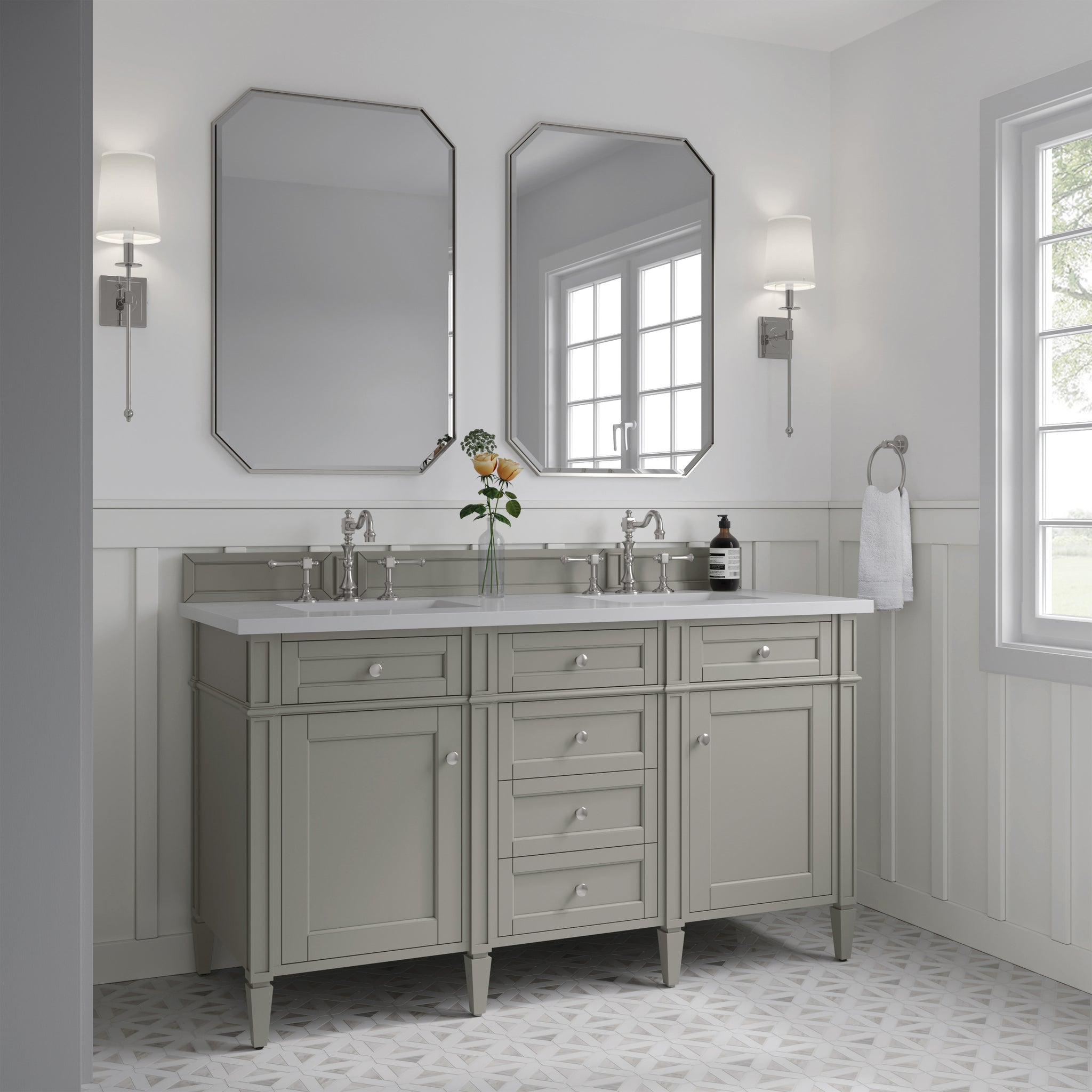 James Martin Brittany 60" Double Bathroom Vanity, Urban Gray, view 27