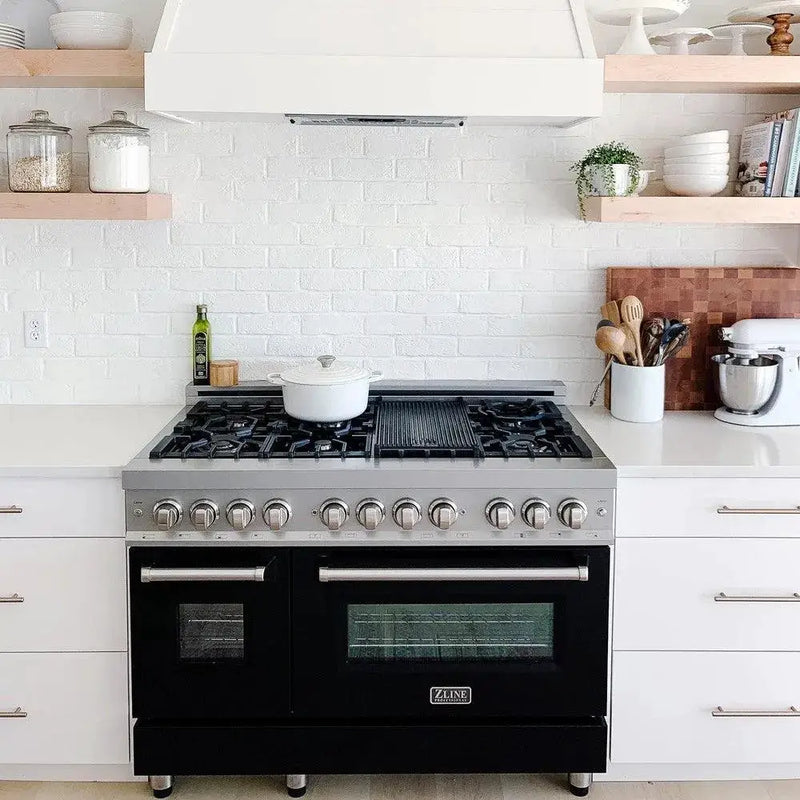 ZLINE 48" Professional Dual Fuel Range with Black Matte Door, RA-BLM-48 by Farmhouse Kitchen and Bath