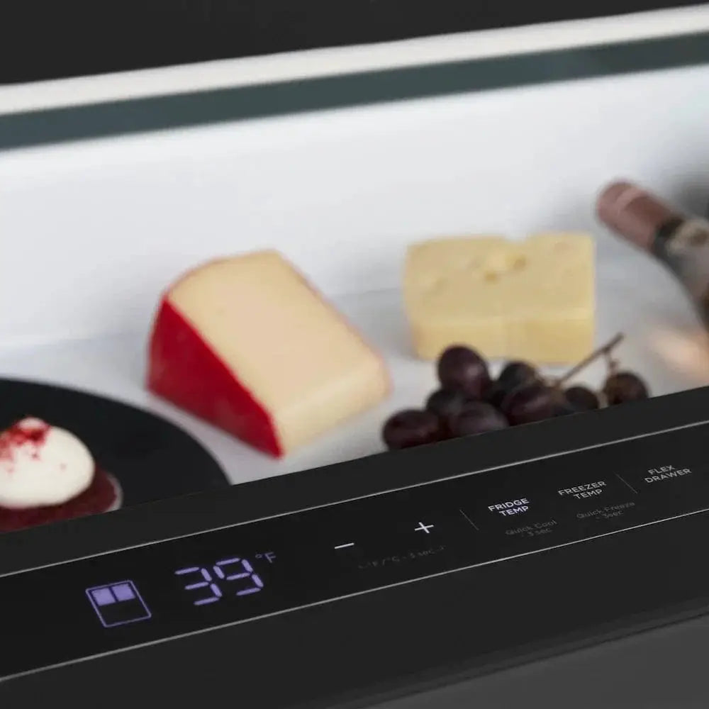 ZLINE Autograph Edition 36" 4-Door French Door Refrigerator, Ice Maker, Black Stainless Steel, Polished Gold Square Handles RFMZ-36-BS-FG by Farmhouse Kitchen and Bath