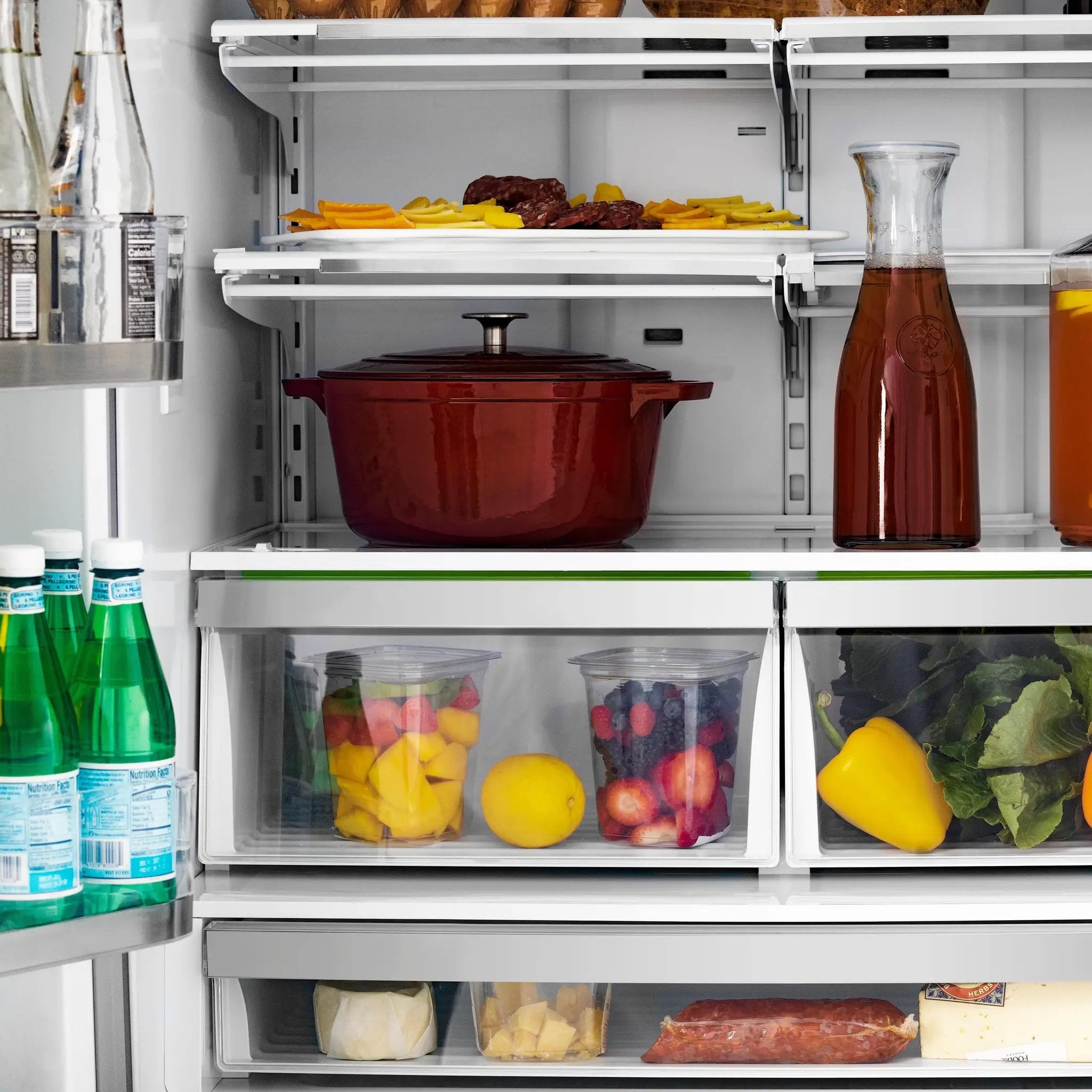 ZLINE Autograph Edition 36" 4-Door French Door Refrigerator, Water, Ice Dispenser, Stainless Steel, Polished Gold Square Handles RFMZ-W-36-FG by Farmhouse Kitchen and Bath