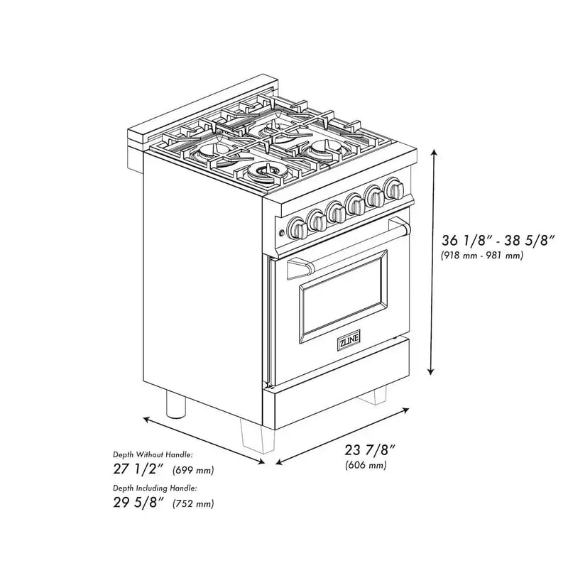 ZLINE 24" Autograph Dual Fuel Range, Stainless, RAZ-24-CB by Farmhouse Kitchen and Bath
