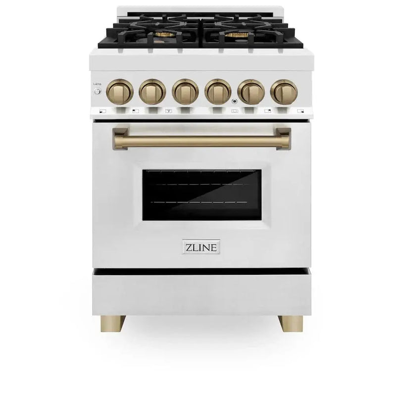 ZLINE 24" Autograph Dual Fuel Range, Stainless, RAZ-24-CB by Farmhouse Kitchen and Bath