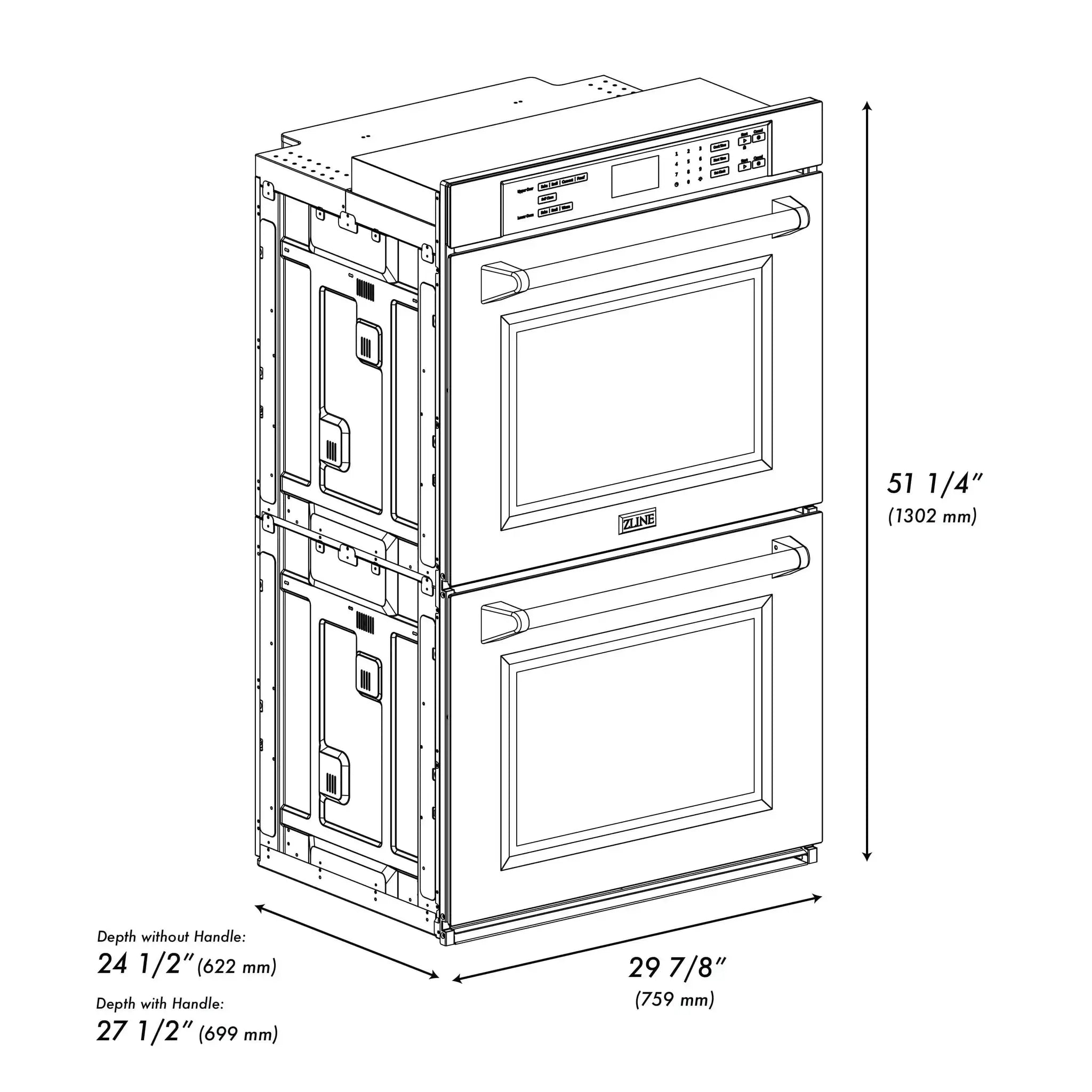 ZLINE 30"Professional True Convection Double Wall Oven, Air Fry, Self Clean, White Matte, Gold WADZ-WM-30-G by Farmhouse Kitchen and Bath
