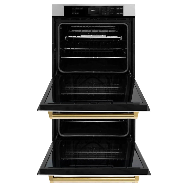 ZLINE 30"Professional True Convection Double Wall Oven, Air Fry, Self Clean, White Matte, Gold WADZ-WM-30-G by Farmhouse Kitchen and Bath