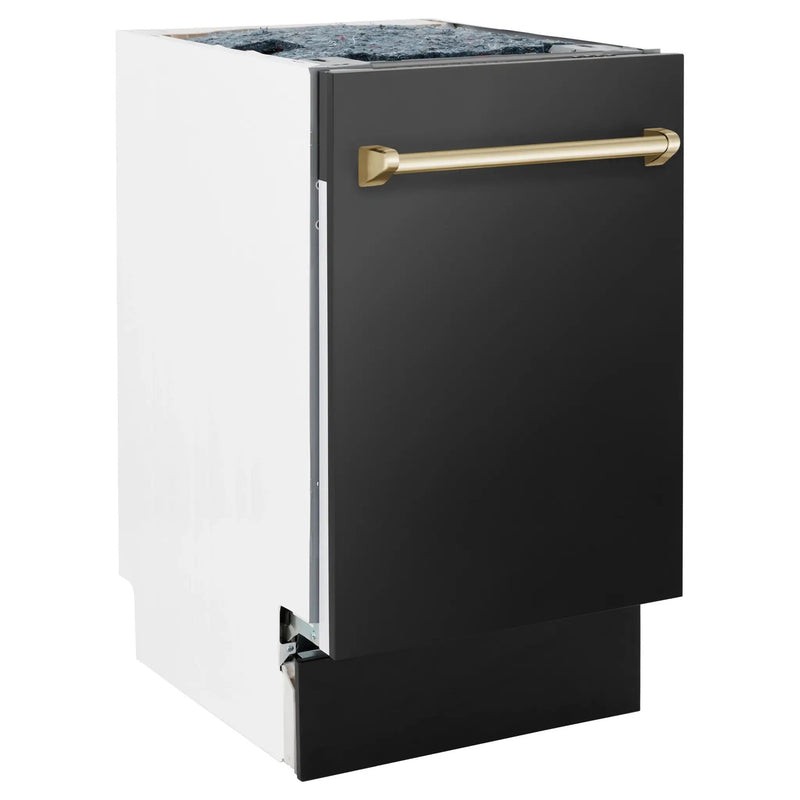 ZLINE Autograph 18" Dishwasher Black Stainless, DWVZ-BS-18-G by Farmhouse Kitchen and Bath