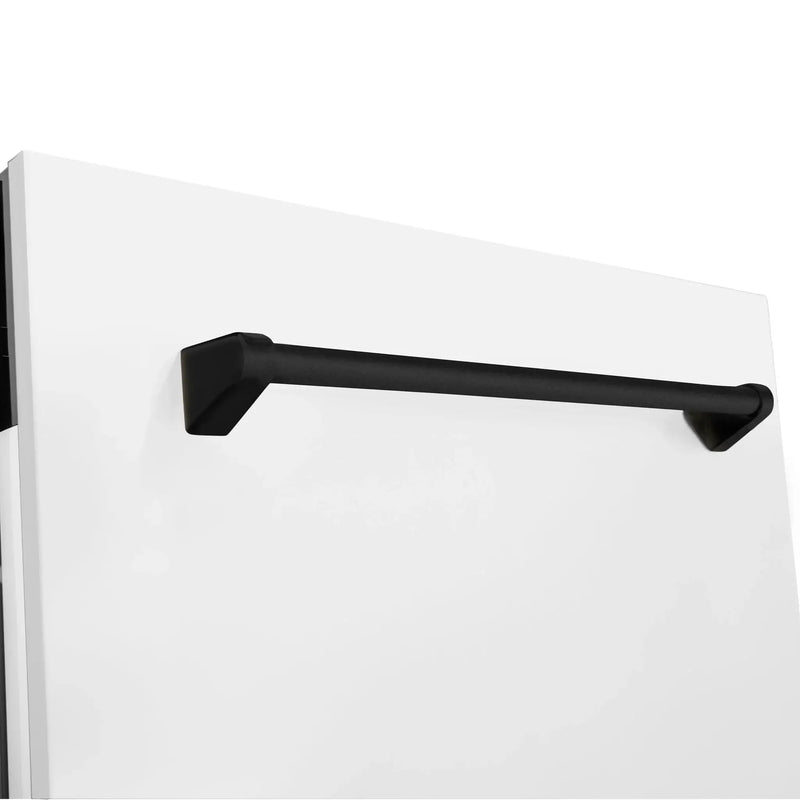 ZLINE 24" Autograph Dishwasher, White Door, Black Handle, DWVZ-WM-24-MB by Farmhouse Kitchen and Bath