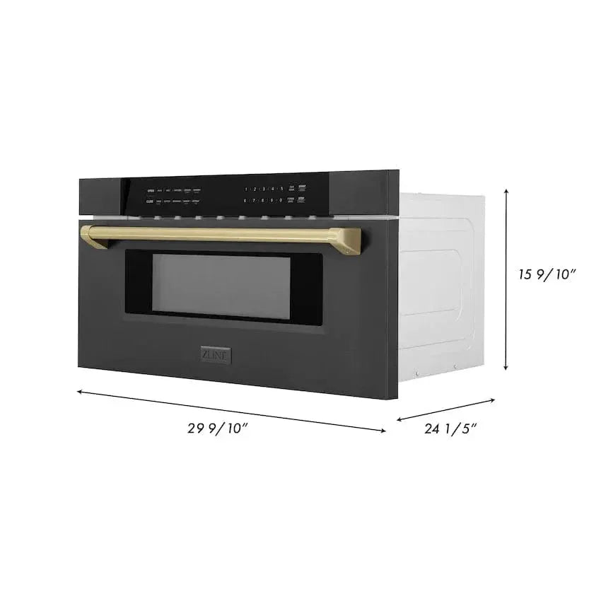 ZLINE 30" Microwave Drawer, Black Stainless, Bronze MWDZ-30-BS-CB by Farmhouse Kitchen and Bath