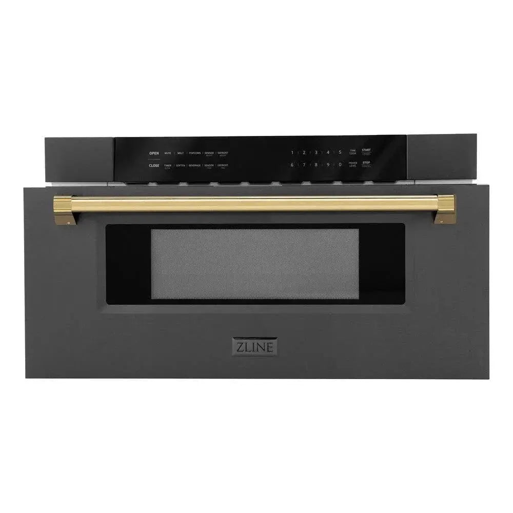 ZLINE 30" Microwave Drawer, Black Stainless, Gold MWDZ-30-BS-G by Farmhouse Kitchen and Bath