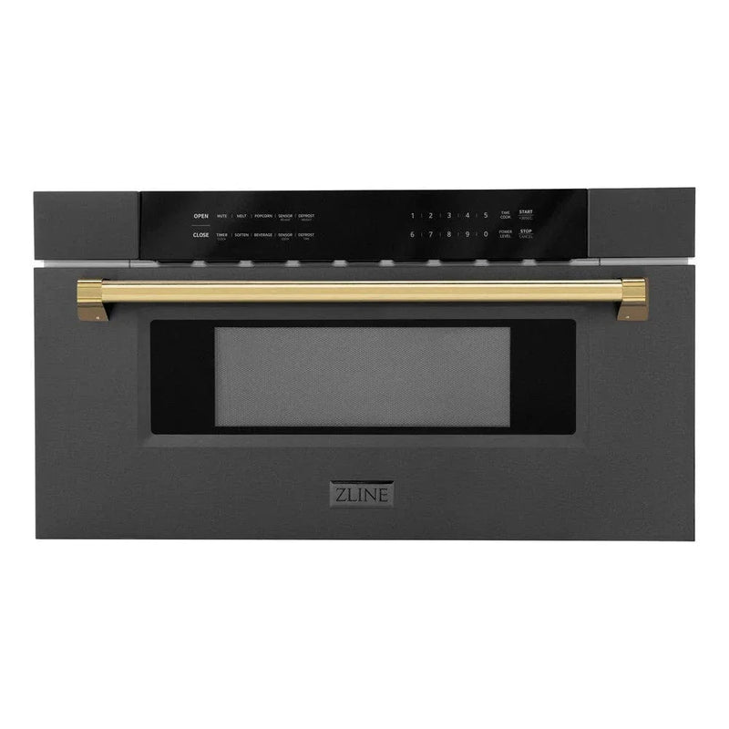 ZLINE 30" Microwave Drawer, Black Stainless, Gold MWDZ-30-BS-G by Farmhouse Kitchen and Bath
