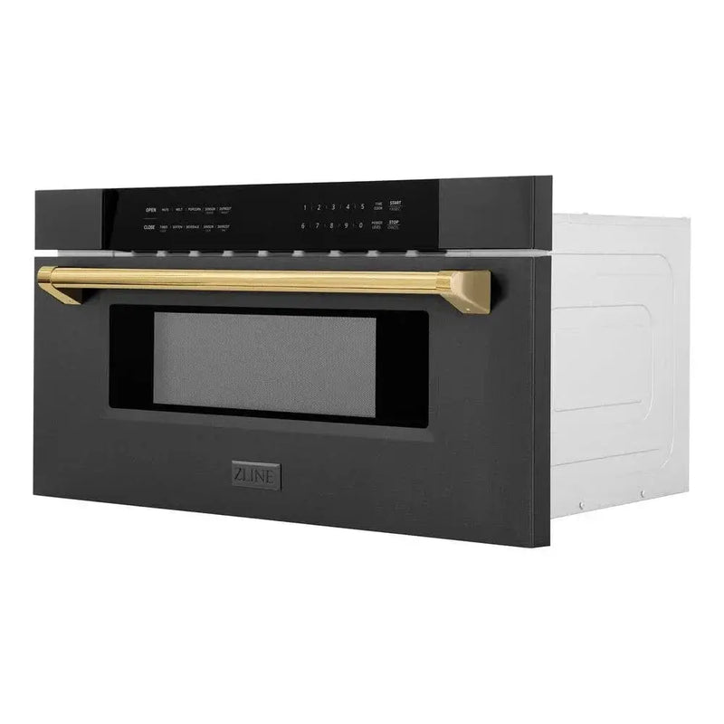 ZLINE 30" Microwave Drawer, Black Stainless, Gold MWDZ-30-BS-G by Farmhouse Kitchen and Bath