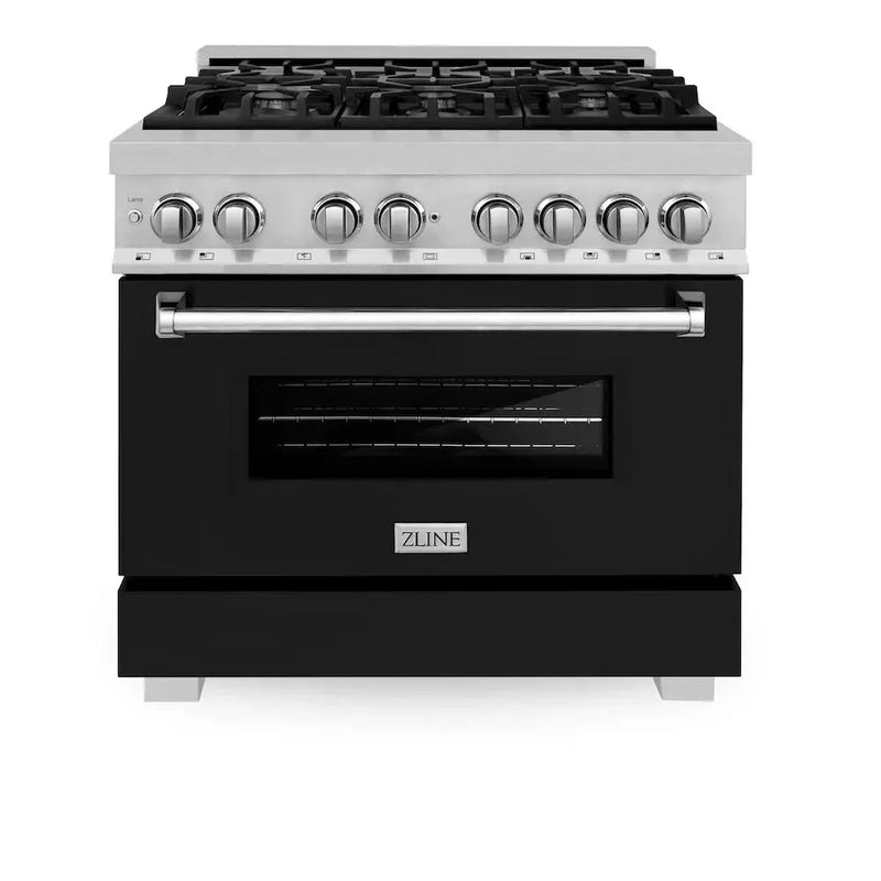 ZLINE 36" Bundle Range RAS-BLM-36 & Range Hood 8654BLM-36, 2KP-RASBLMRH36 by Farmhouse Kitchen and Bath
