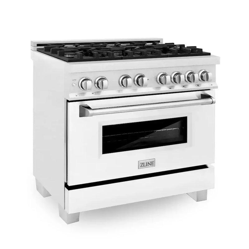 ZLINE 36" Bundle Range RAS-WM-36 & Range Hood 8654WM-36, 2KP-RASWMRH36 by Farmhouse Kitchen and Bath