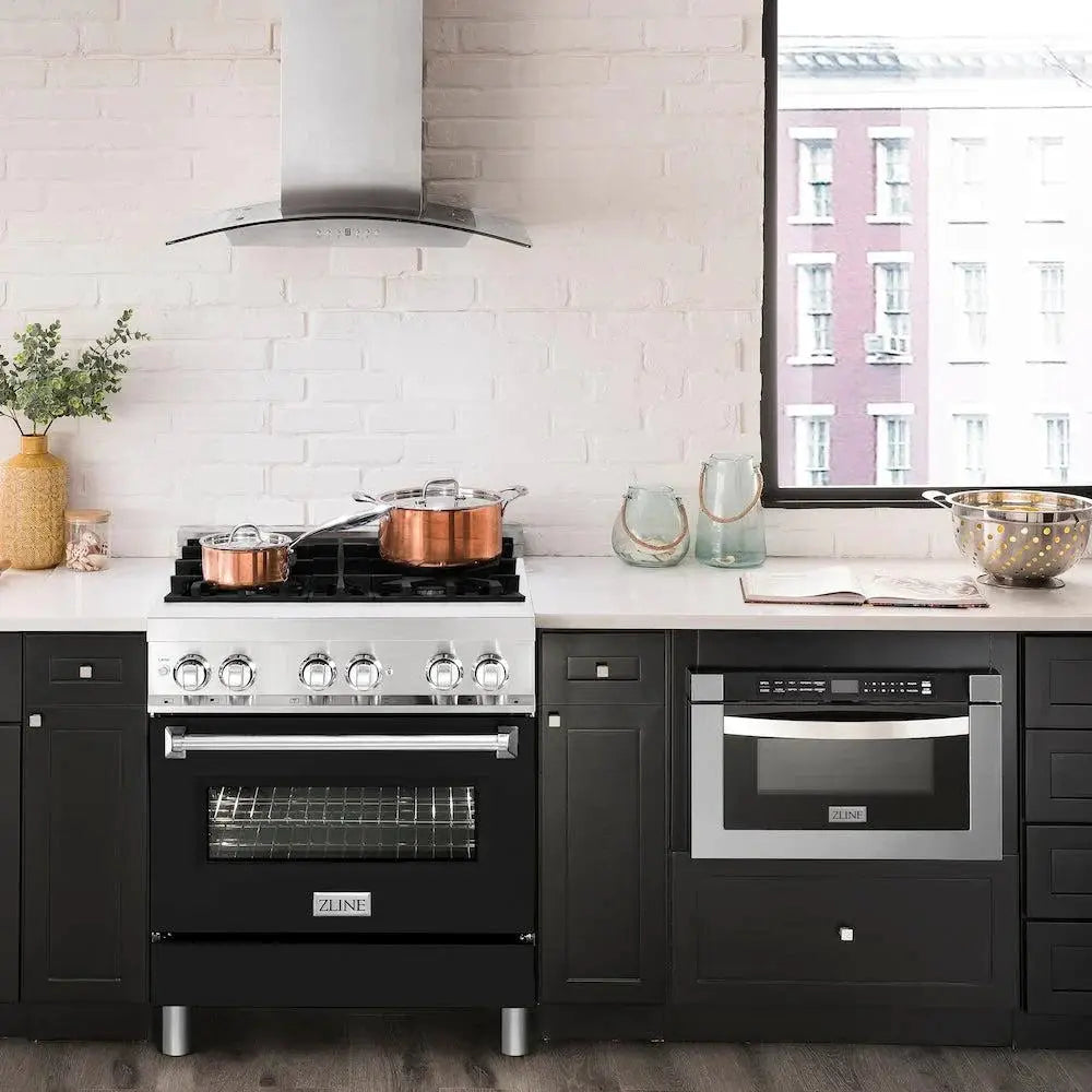 ZLINE 30" Bundle Range RA-BLM-30 & Wall Range Hood KB-30, 2KP-RABLMRH30 by Farmhouse Kitchen and Bath