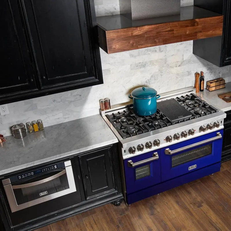 ZLINE 48" Bundle Range RA-48 & Range Hood KB-48, 2KP-RABGRH48 by Farmhouse Kitchen and Bath