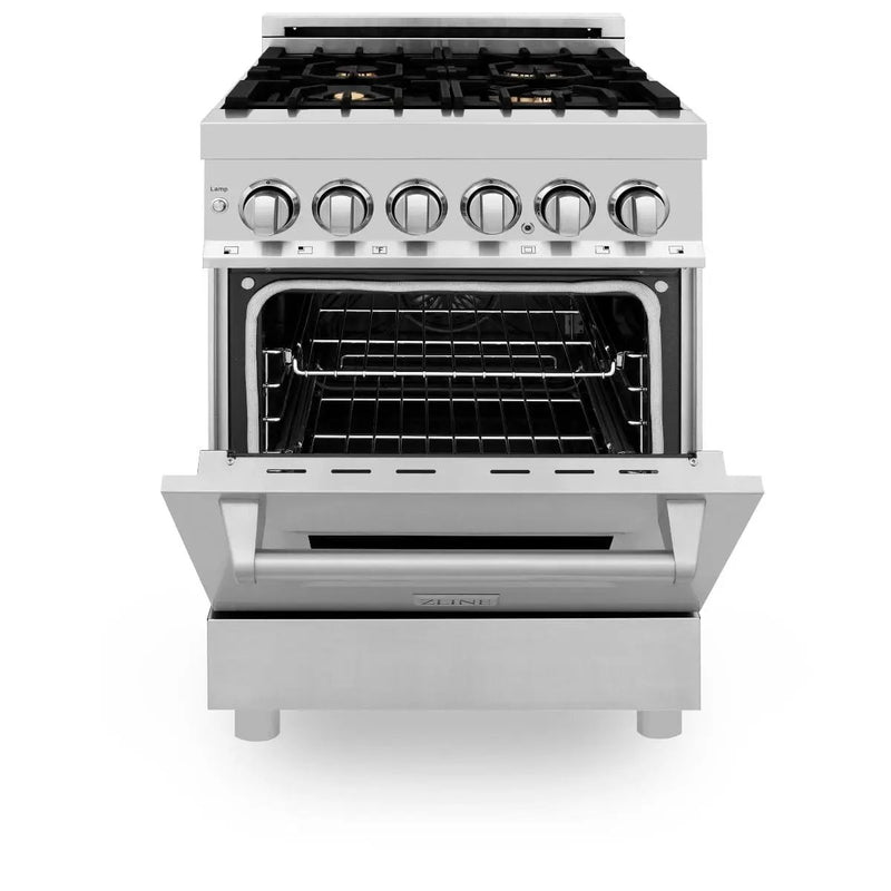 ZLINE 24" Dual Fuel Range, Stainless Steel, Brass Burners, RA-BR-24 by Farmhouse Kitchen and Bath