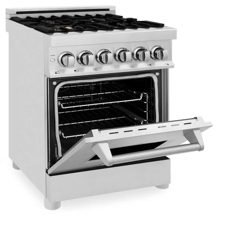 ZLINE 24" Dual Fuel Range, Stainless Steel, Brass Burners, RA-BR-24 by Farmhouse Kitchen and Bath