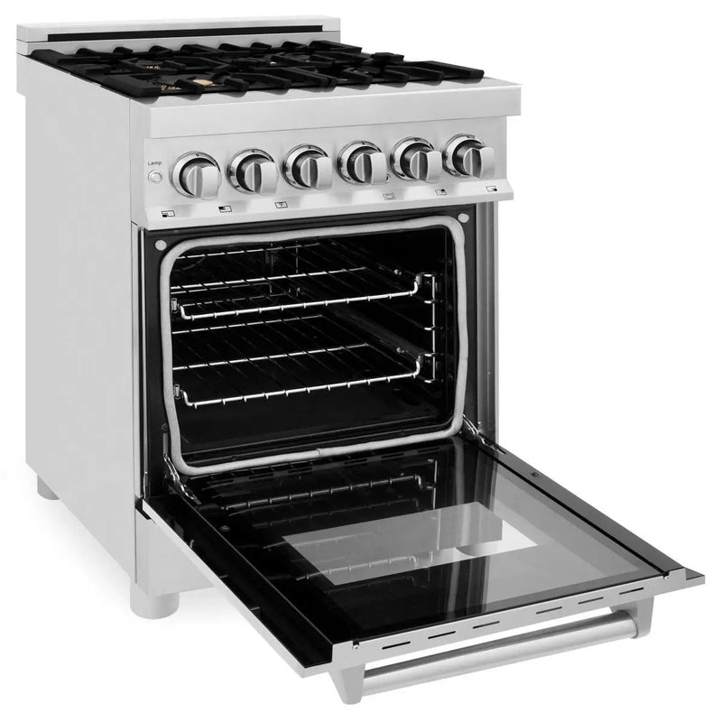 ZLINE 24" Dual Fuel Range, Stainless Steel, Brass Burners, RA-BR-24 by Farmhouse Kitchen and Bath