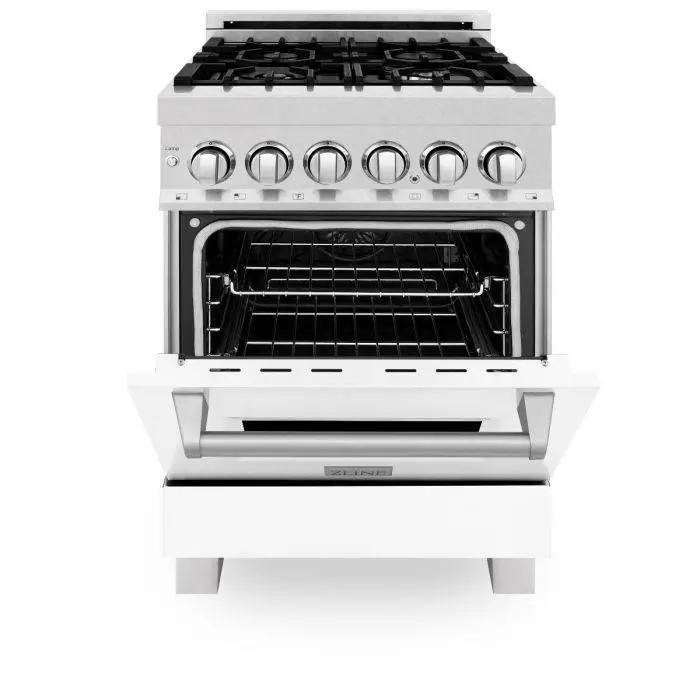 ZLINE 24" Professional Dual Fuel Range, Matte White Door, RA-WM-24 by Farmhouse Kitchen and Bath