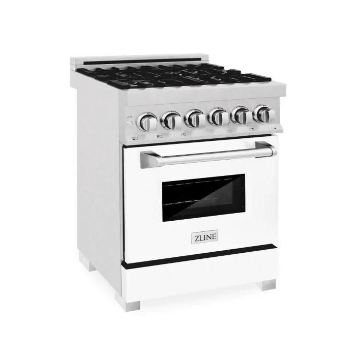 ZLINE 24" Professional Dual Fuel Range, Matte White Door, RA-WM-24 by Farmhouse Kitchen and Bath