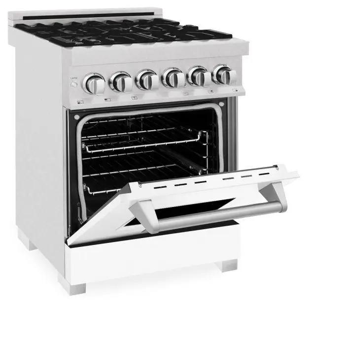 ZLINE 24" Professional Dual Fuel Range, Matte White Door, RA-WM-24 by Farmhouse Kitchen and Bath