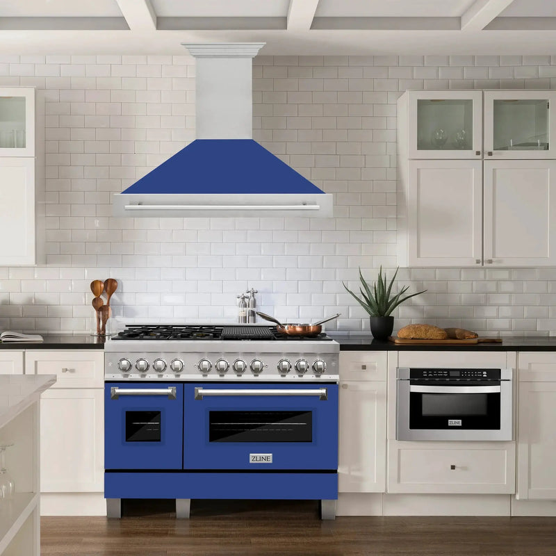 ZLINE 48" Autograph DuraSnow Stainless Wall Range Hood 8654SNX-BM-48 by Farmhouse Kitchen and Bath