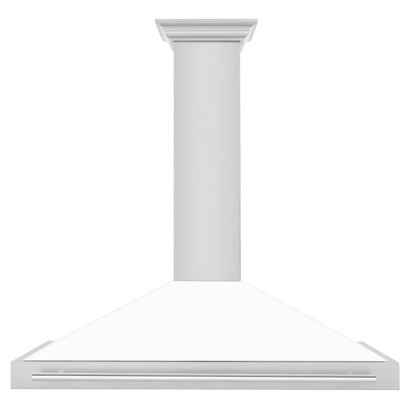 ZLINE 48" Stainless Hood, White Matte, Stainless Handle KB4STX-WM-48 by Farmhouse Kitchen and Bath