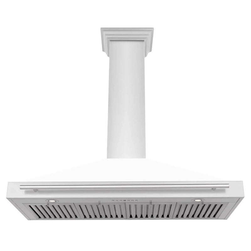 ZLINE 48" Stainless Hood, White Matte, Stainless Handle KB4STX-WM-48 by Farmhouse Kitchen and Bath