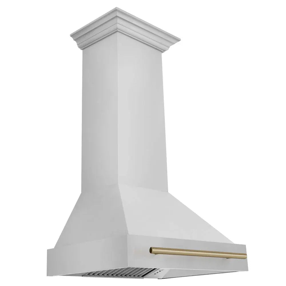 ZLINE 30" Autograph Stainless Wall Range Hood, White, 8654STZ-30-CB by Farmhouse Kitchen and Bath