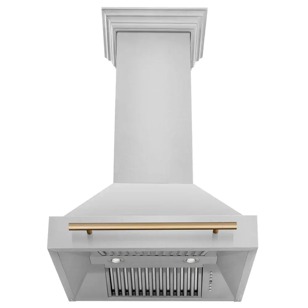 ZLINE 30" Autograph Stainless Wall Range Hood, White, 8654STZ-30-CB by Farmhouse Kitchen and Bath