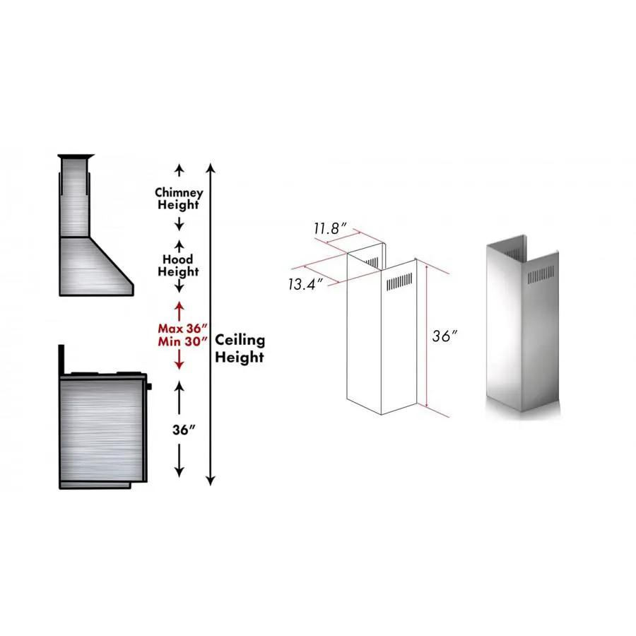 ZLINE 1 Piece Chimney Extension for 10' Ceiling, 1PCEXT-455/476/477/667/697 by Farmhouse Kitchen and Bath