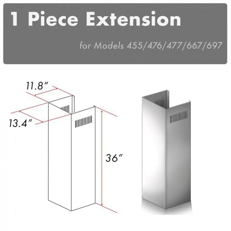 ZLINE 1 Piece Chimney Extension for 10' Ceiling, 1PCEXT-455/476/477/667/697 by Farmhouse Kitchen and Bath