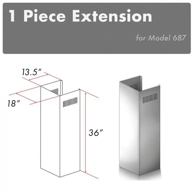 ZLINE 1 Piece Chimney Extension for 10' Ceiling, 1PCEXT-687 by Farmhouse Kitchen and Bath