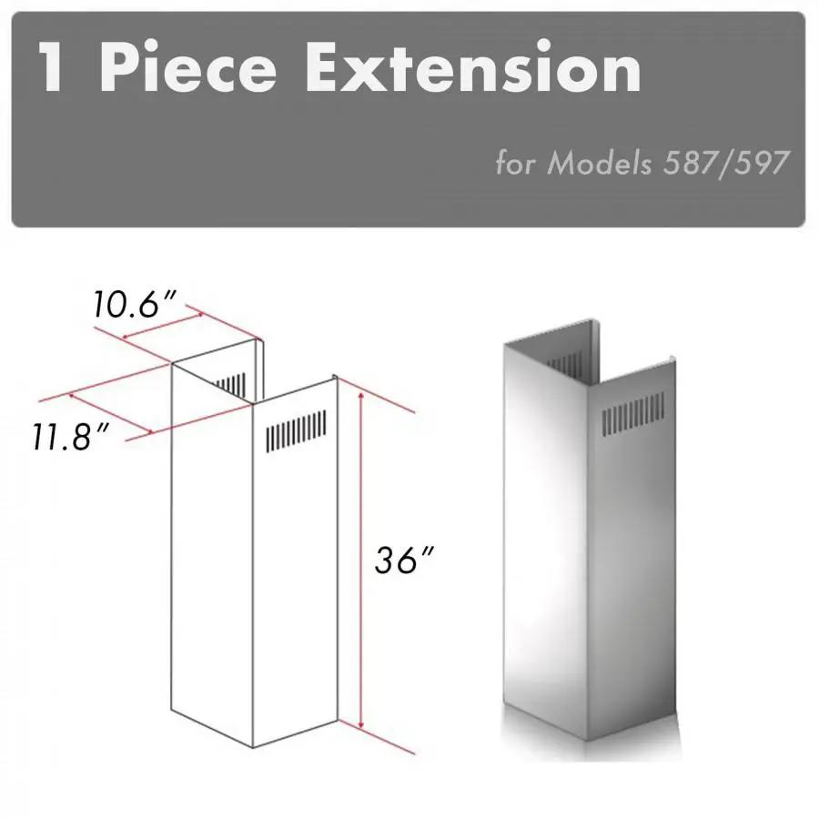 ZLINE 1 Piece Chimney Extension for 10' Ceilings,1PCEXT-587/597 by Farmhouse Kitchen and Bath