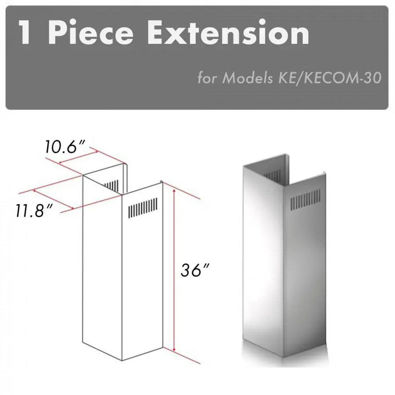ZLINE 1 Piece Chimney Extension for 10' Ceilings,1PCEXT-KE/KECOM-30 by Farmhouse Kitchen and Bath