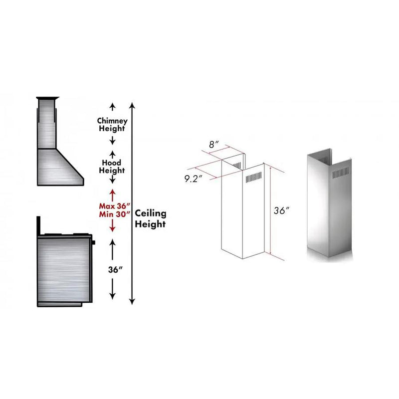 ZLINE 1 Piece Chimney Extension for 10ft Ceiling (1PCEXT-KB/KL2/KL3) by Farmhouse Kitchen and Bath