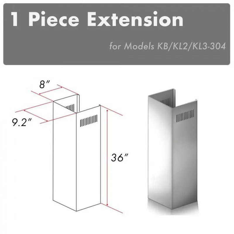 ZLINE 1 Piece Chimney Extension for 10ft Ceiling, 1PCEXT-KB/KL2/KL3-304 by Farmhouse Kitchen and Bath