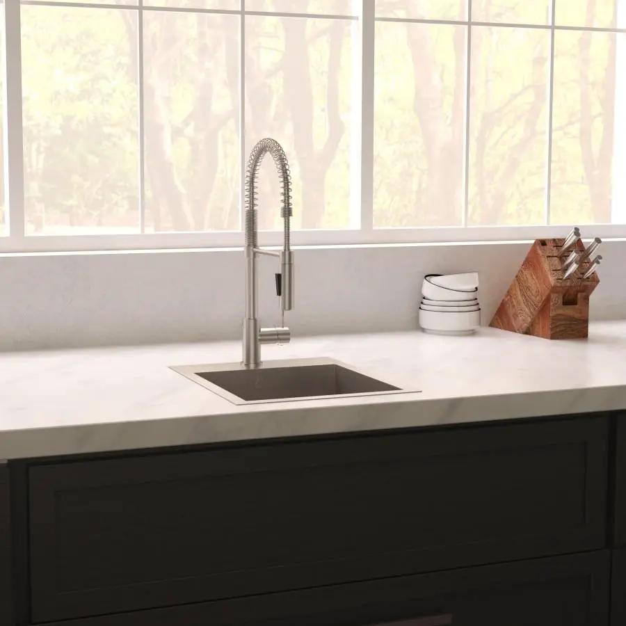 ZLINE 15" Topmount Single Bowl Bar Sink DuraSnow Stainless Steel, STS-15S by Farmhouse Kitchen and Bath