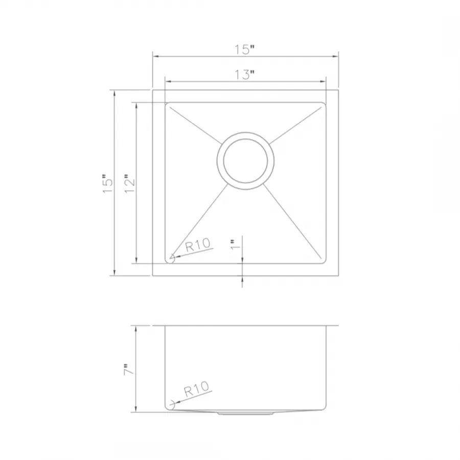 ZLINE 15" Undermount Single Bowl Bar Sink in Stainless Steel, SUS-15 by Farmhouse Kitchen and Bath